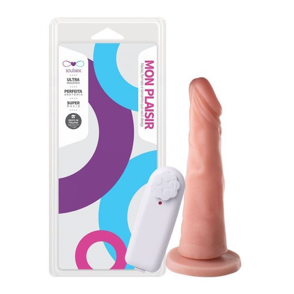 PRÓTESE VIBRADOR EXTERNO E VENTOSA 17 X 3,5CM SOULSEX