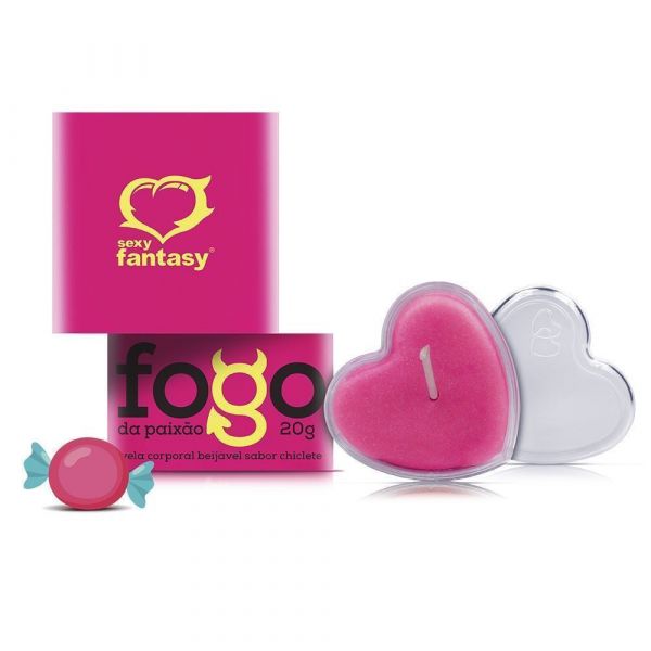 VELA BEIJÁVEL CHICLETE FOGO DA PAIXÃO 20G SEXY FANTASY