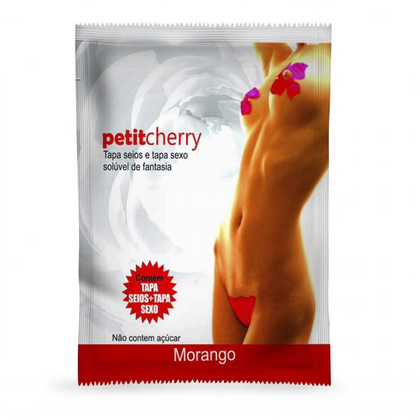 TAPA SEIOS E SEXO SOLÚVEL MORANGO PETITCHERRY FLOR - CAMINHOS DO AMOR